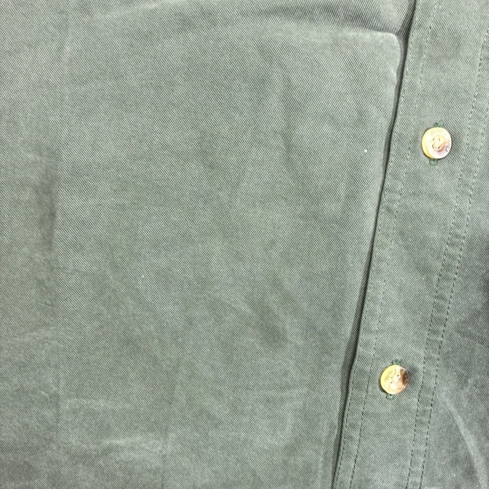 The North Face Button Down Work Travel Shirt Men XL Green Long Sleeve Distressed